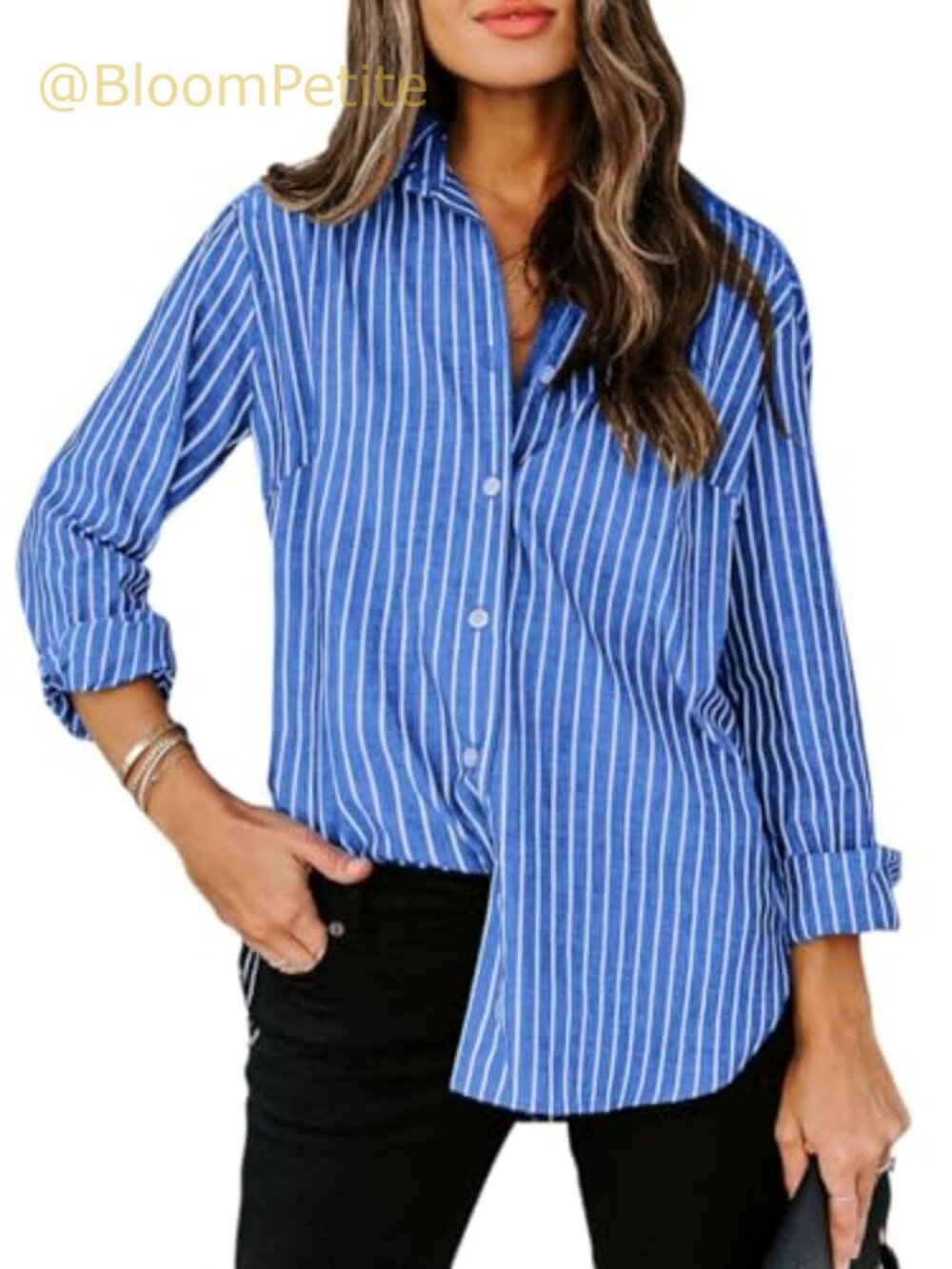 Women's Cotton Button Down Shirt Long Sleeve Collared Work Blouse